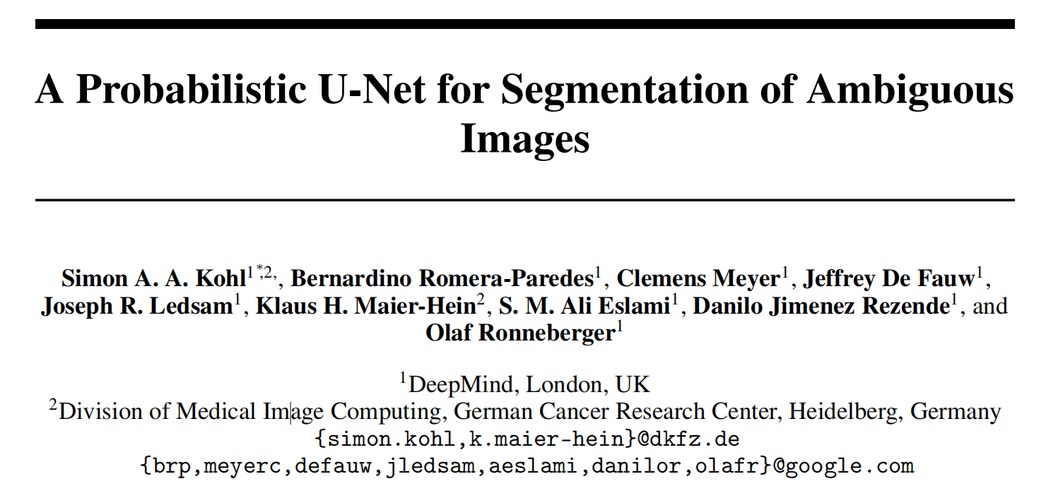 文献阅读：A Probabilistic U-Net for Segmentation of Ambiguous Images